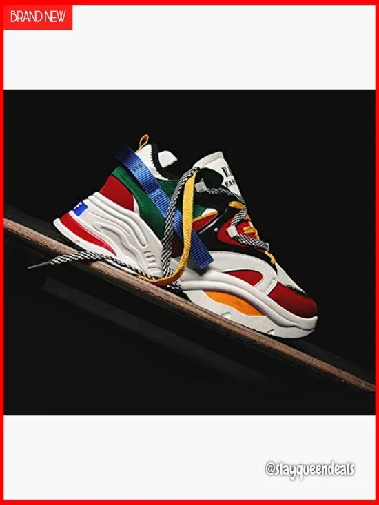 Retro Color Block Sneakers, Athletic Shoes for Walking Running Casual Wear - Picture 2 of 7